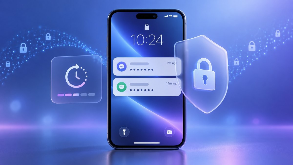 Signal 鎖定畫面通知預覽與訊息計時器隱私示意