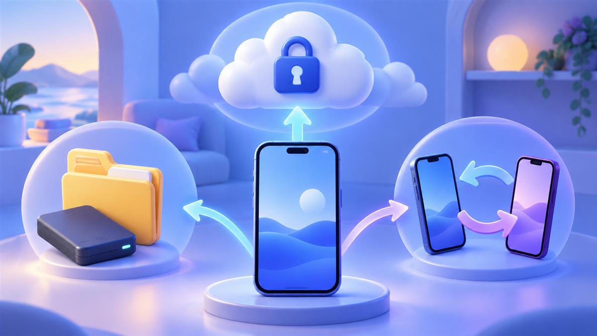 Signal 安全備份裝置上備份與直接轉移差異示意圖