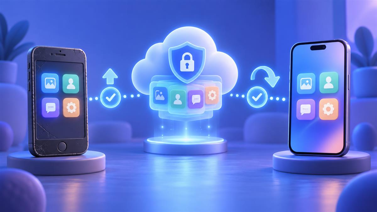 Signal 新手機初始設定與安全備份還原流程示意圖