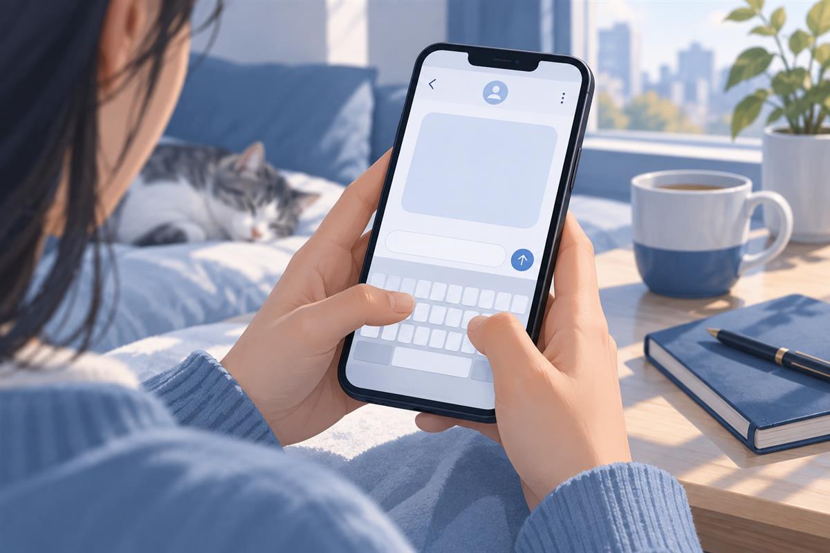 在手机上整理自用笔记的场景示意图